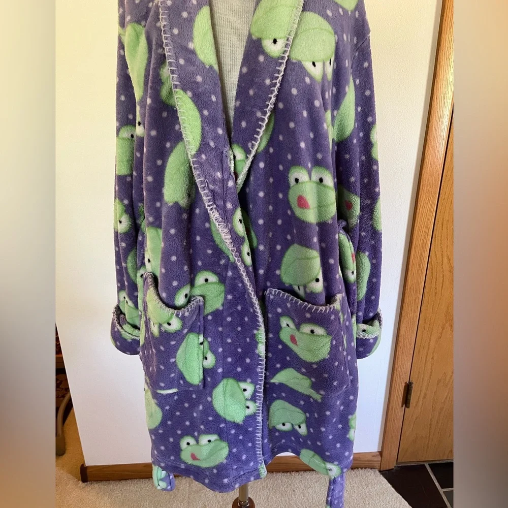 Croft & Barrow Purple Frog Print Women's Robe - Picture 4 of 7